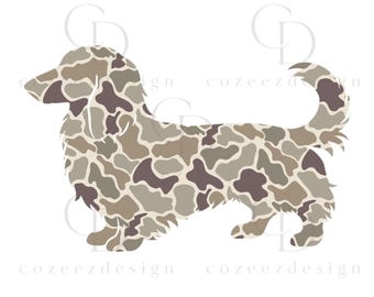 Camo Dachshund PNG, Camouflage Dog Mom Mama, Vintage Hunting Sublimation, Digital Download