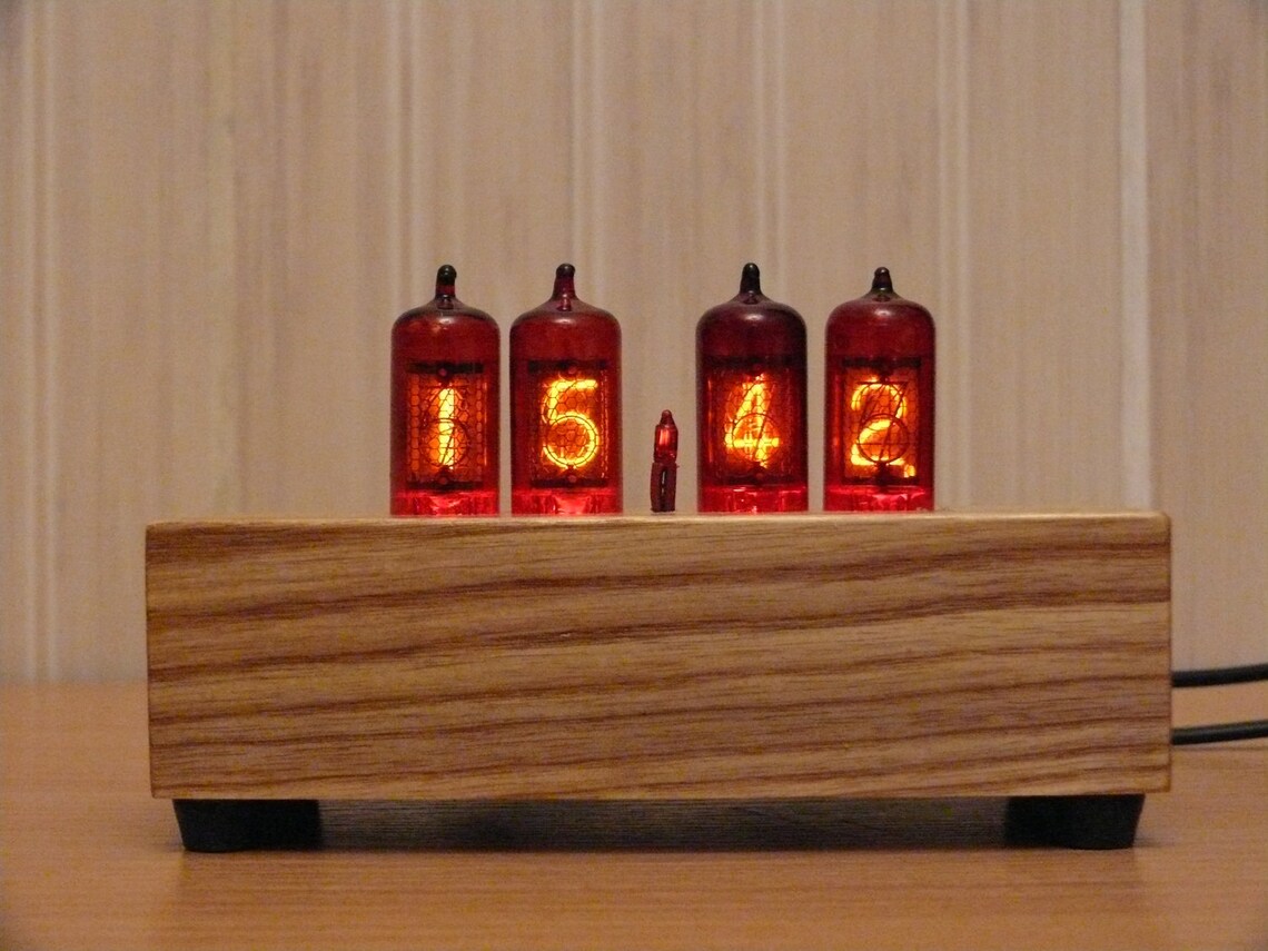 Solid wood Nixie tube alarm clock clock Retro clock Digital Etsy