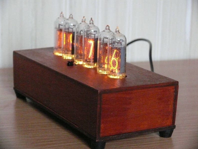 Nixie clock Retro tubes plywood case IR remote RGB backlight Etsy