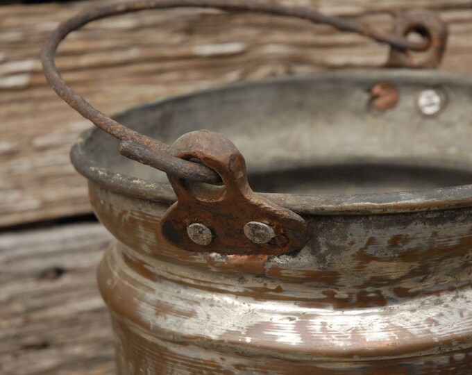 Vintage Copper Bucket With Handle Antique Copper Vessel Etsy