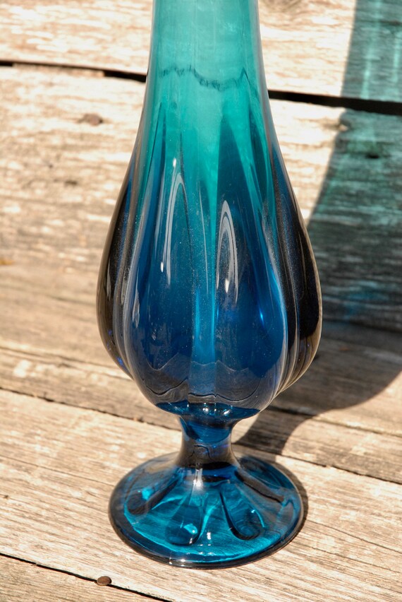 Blue Glass Vase tall turquoise vase mid century modern blue vase il 570xN hnc7