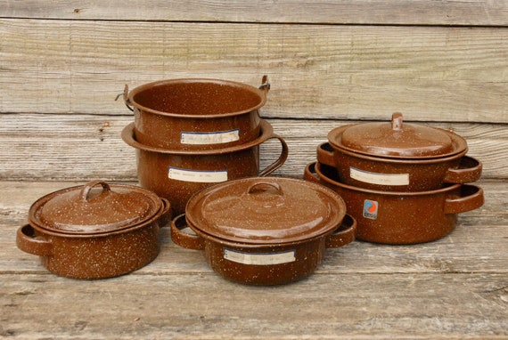 Enamel Pan Set Brown Enamel Cookware Set Enamel Cookware 