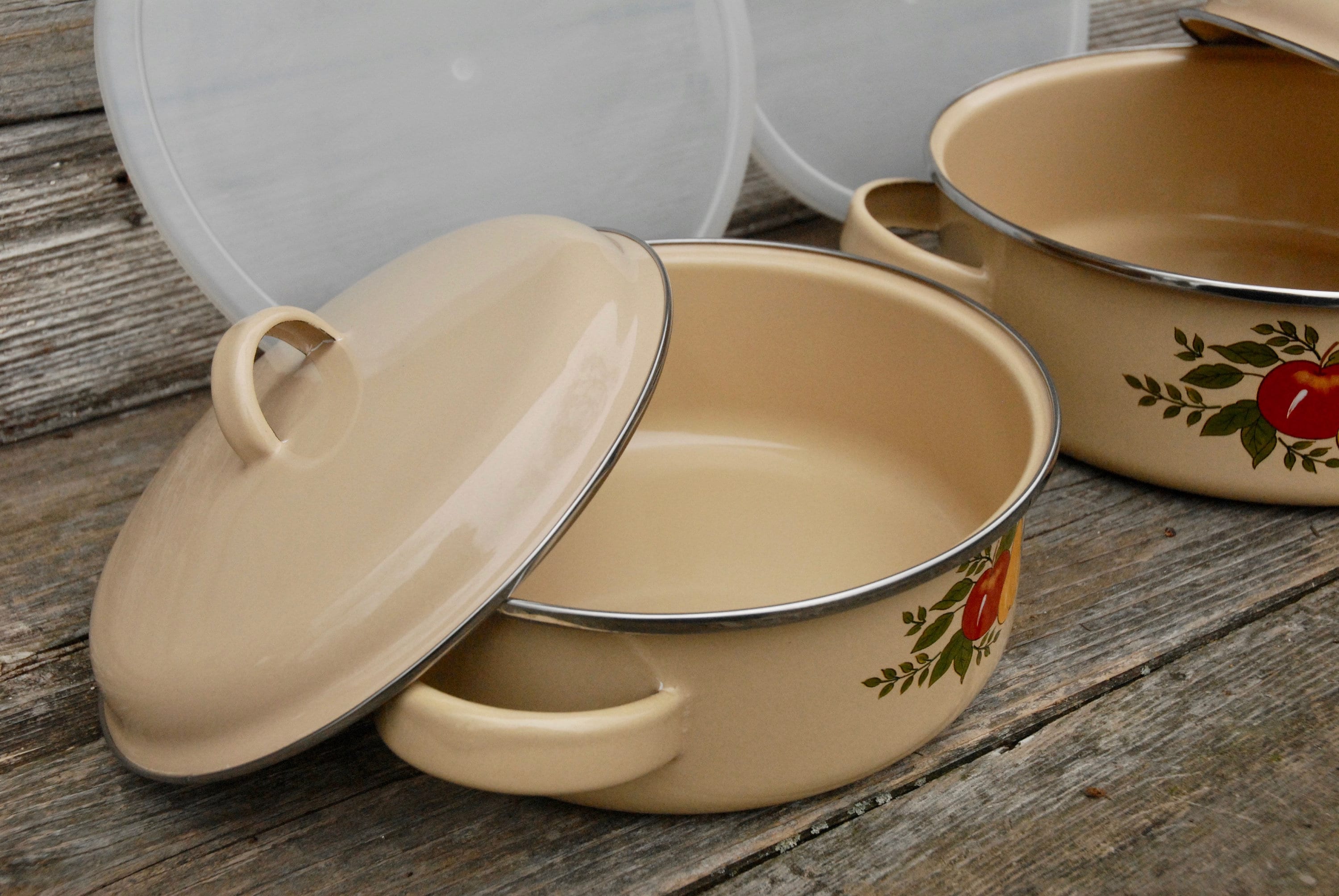 Enamel Cookware Enamel Casserole set enamel pot set vintage Etsy