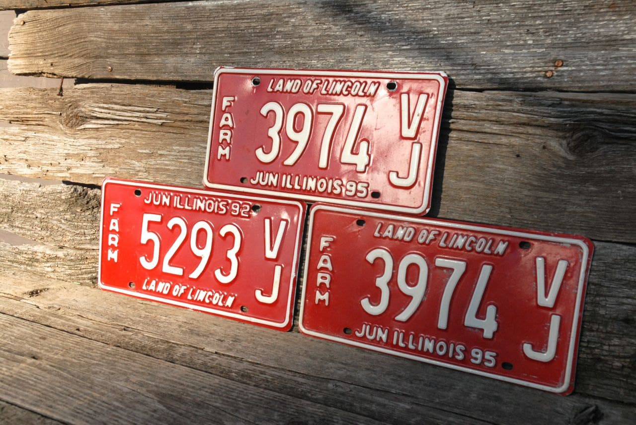Red License Plates Illinois License Plates The Land of Etsy