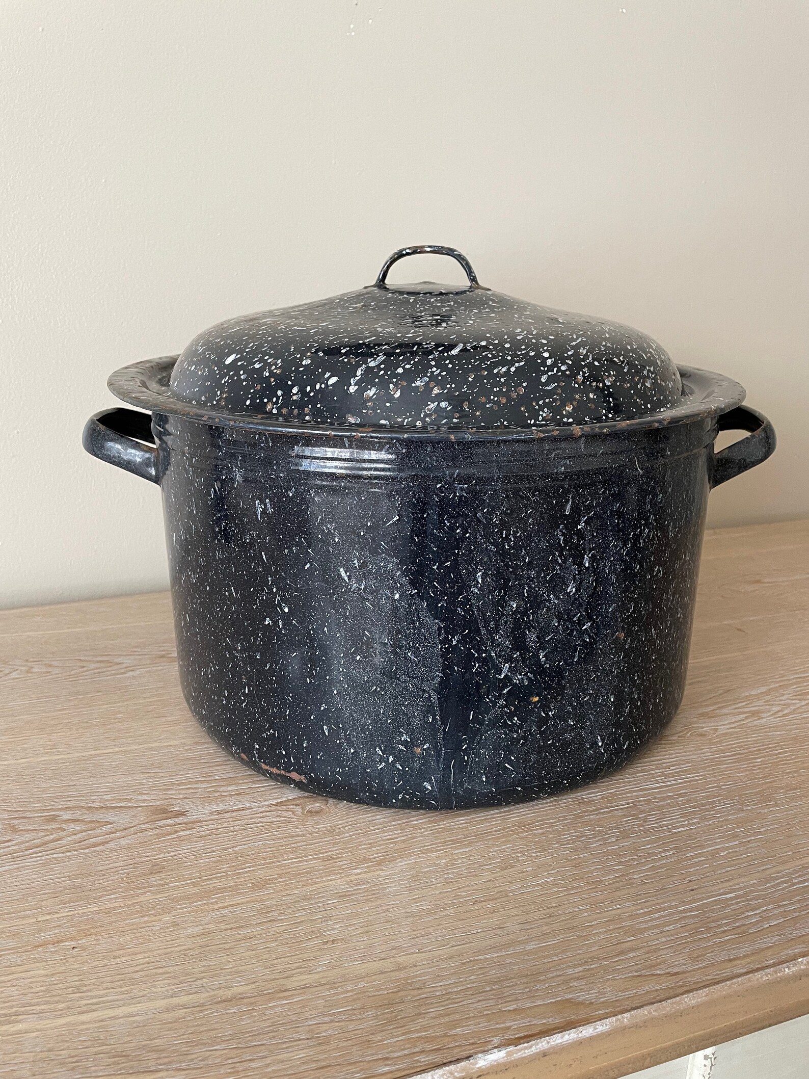 Vintage Black Graniteware Enamel Canning Pot Large Canning Etsy