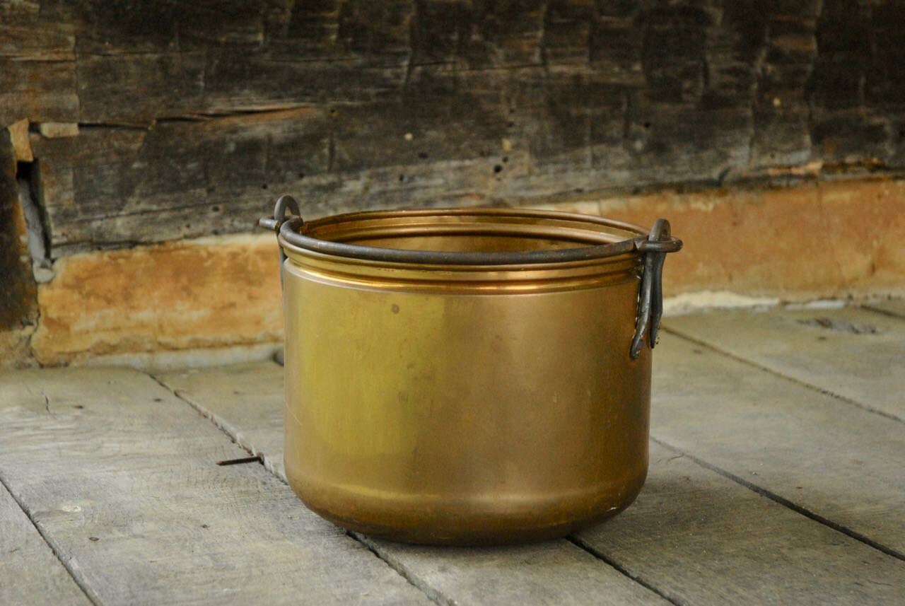 Antique Brass Bucket Vintage Brass Farm Bucket Vintage Brass Etsy