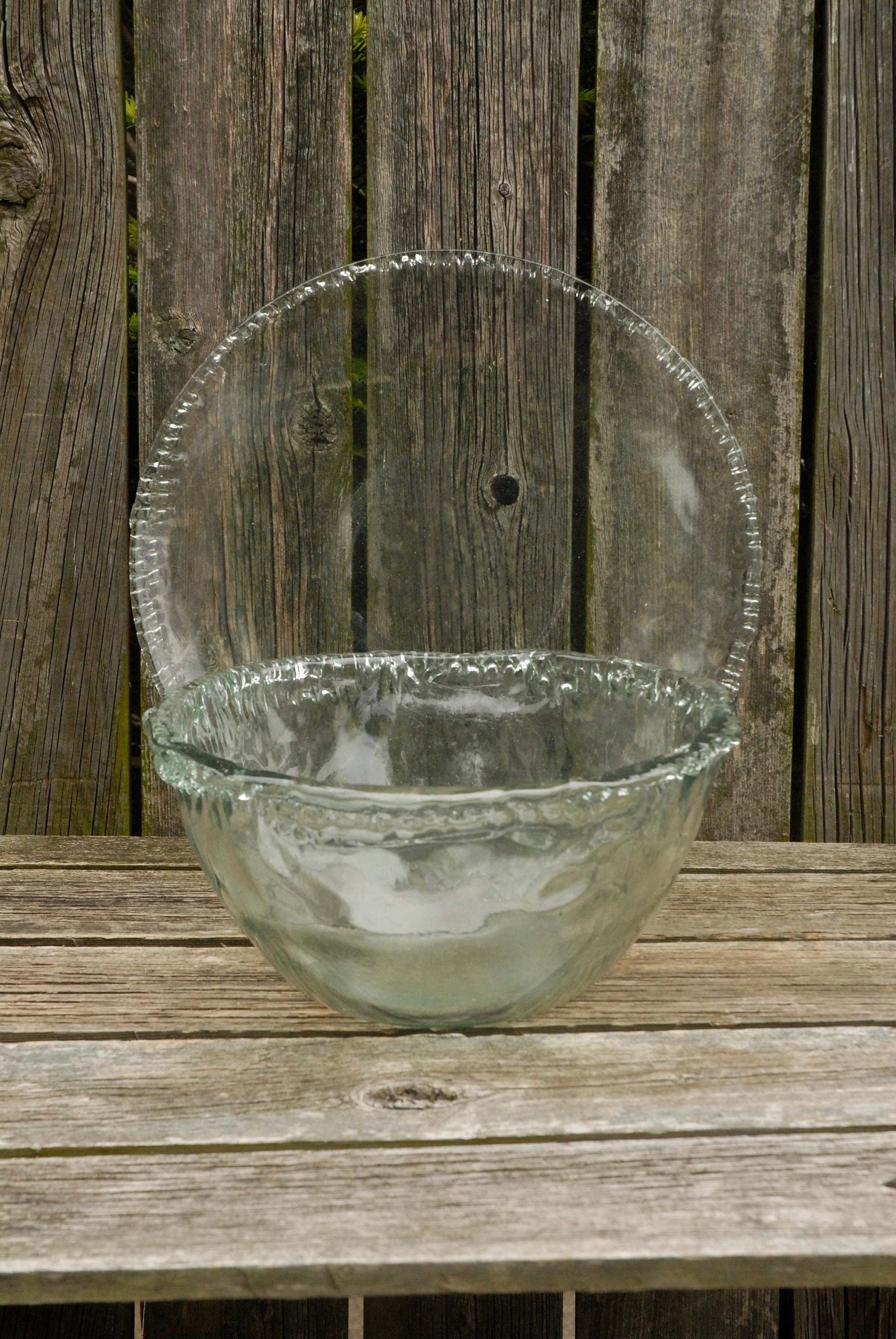 Vintage Glass Serving Bowl With Plate Wedding Serving Set Etsy