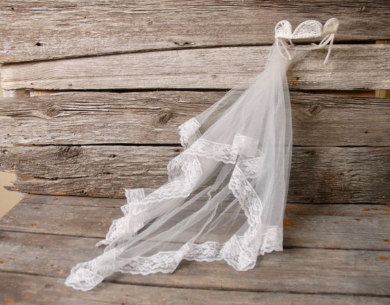 vintage 1950s pearl crown wedding veil, vintage br