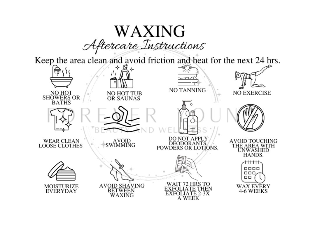 Waxing Aftercare Cards, Simple Waxing Aftercare Card, instant Download Only Digital Download