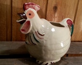 Large Ceramic Milk or Water Jug - Farm House Kitchen Pitcher - Vintage Functional Chanticleer Chicken