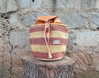 Handwoven sisal backpack