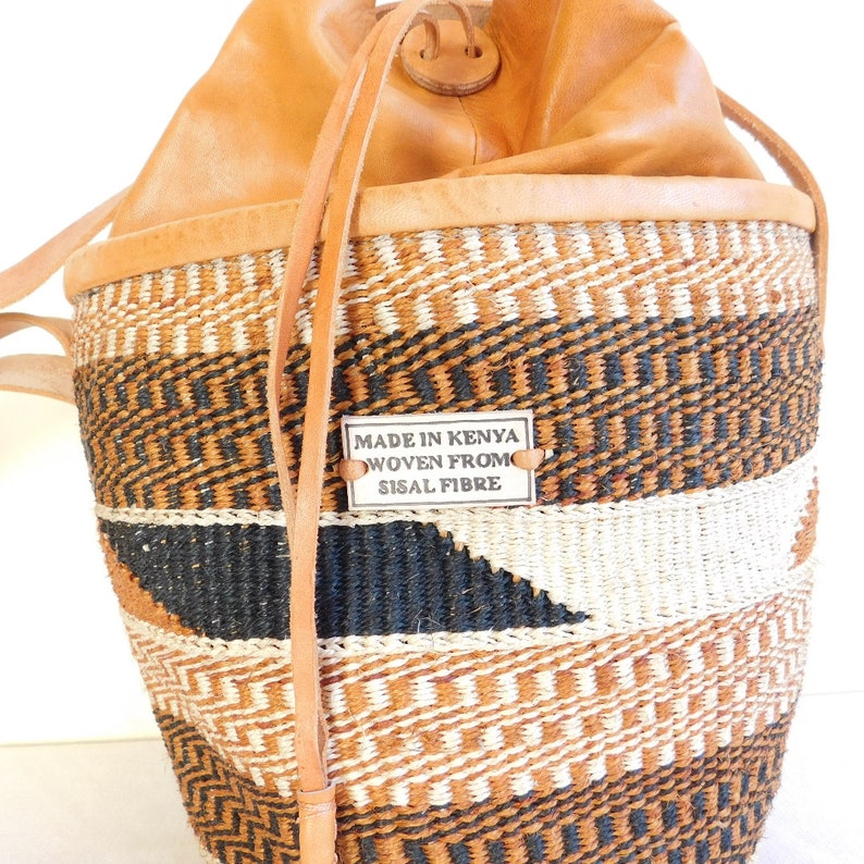 Handwoven Sisal Bag with Leather Straps. Etsy