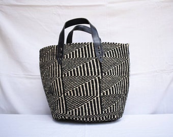 hand woven kiondo bag in black and white