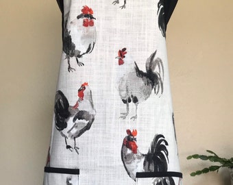 Rooster full size apron for women with Pockets, Kitchen Apron, Custom Apron,Gifts for Mom,friends, birthday,Holiday,birds,spring