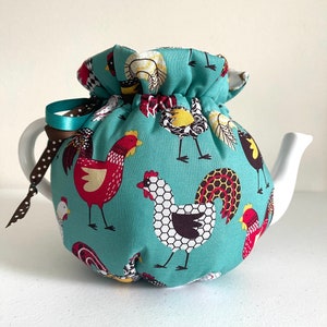 farm chicken teapot cozy, pop art, birthday gift, teapot cozy, tea cozy