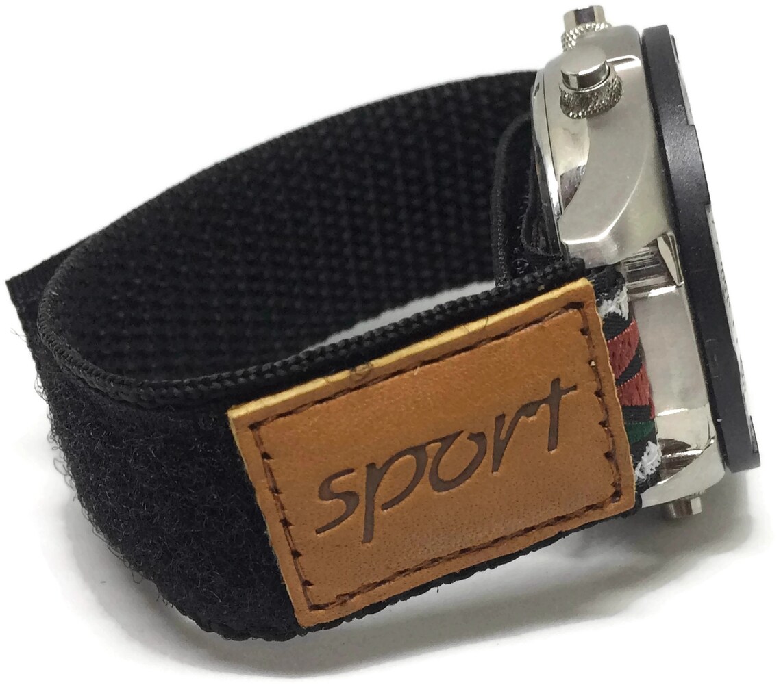 Hook and Loop Wraparound Watch Strap Leather Sport Black 20mm Etsy