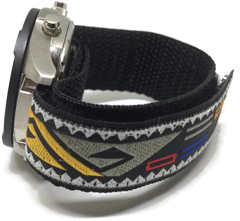 Hook and Loop Wraparound Watch Strap Leather Sport Black 20mm Etsy