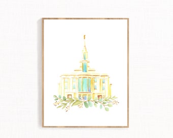 Payson Utah Watercolor Temple, Digital LDS Temple Print