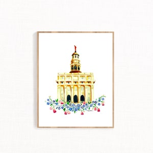 Templo de acuarela de Nauvoo Illinois, impresión digital del templo SUD