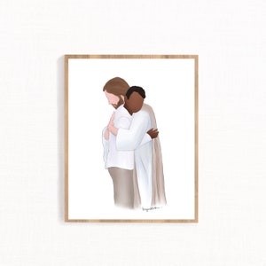 Christ’s Embrace, Faceless Portrait with Christ and African American Man