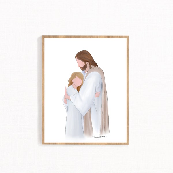 Christ's Embrace, Portrait sans visage avec Christ et fille