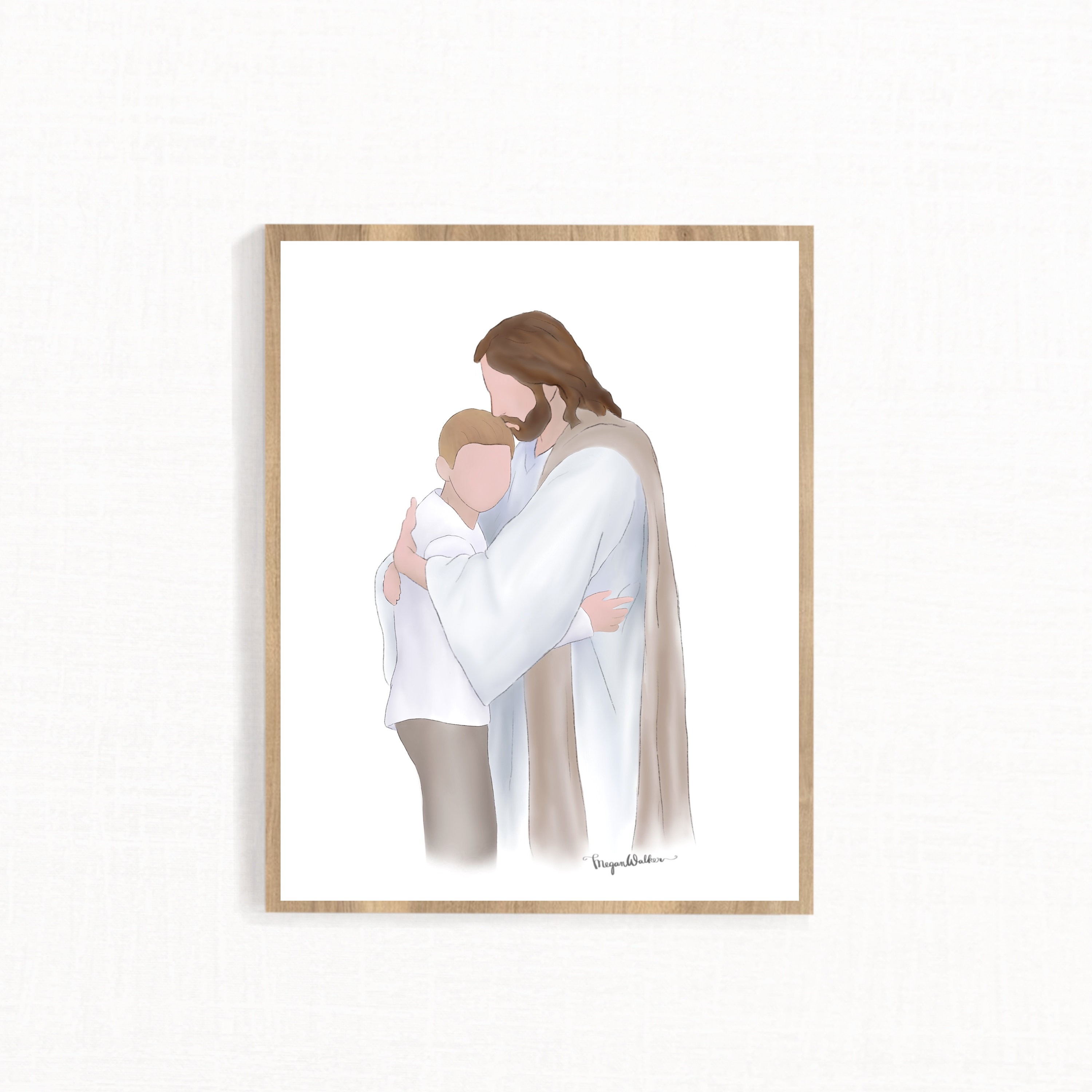 Christ’s Embrace, Faceless Portrait with Christ and Blond Boy