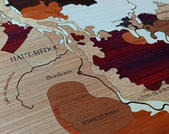 WINE MAP of BORDEAUX xxl in Art Marquetry