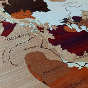CARTE des VINS de BORDEAUX xxl en Marqueterie d'Art