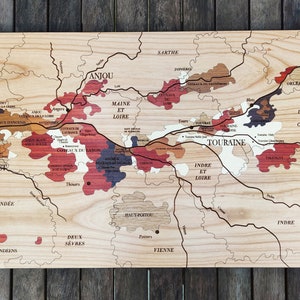 Weinkarte, XXL, Loiretal, Intarsien, Innendekoration, Made in France, Geschenkidee