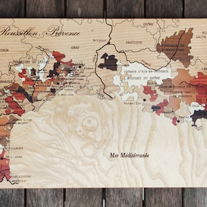 Wijnkaart van Languedoc-Roussillon in inlegwerk