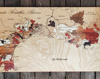 Carte des vins du Languedoc-Roussillon en marqueterie