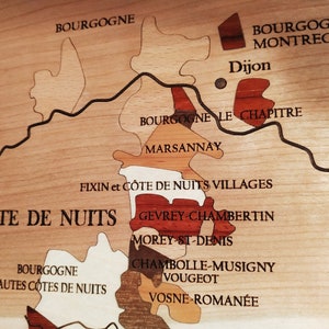 XXL-Weinkarte, BURGUND, Naturholz, MARQUETRY, rund um den Wein, Geschenkidee, Innendekoration, hergestellt in Frankreich Bild 3