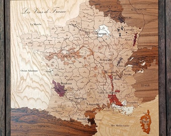 CARTE des Vins de FRANCE en Marqueterie d'Art