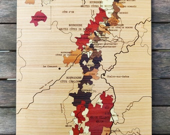 Carte des vins de Bourgogne en marqueterie d'Art