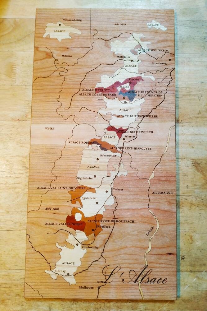 Carte Des Vins, L'alsace, Marqueterie, Amateurs de Idée Cadeau, Fabriquée en France, Fait Main