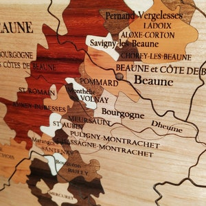 XXL-Weinkarte, BURGUND, Naturholz, MARQUETRY, rund um den Wein, Geschenkidee, Innendekoration, hergestellt in Frankreich Bild 4