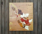 Wine Map; BORDEAUX wines; MARQUETRY; hand made; unique piece; gift idea; made in France