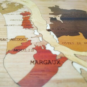 Wine Map BORDEAUX wines MARQUETRY hand made unique piece gift idea made in France image 4