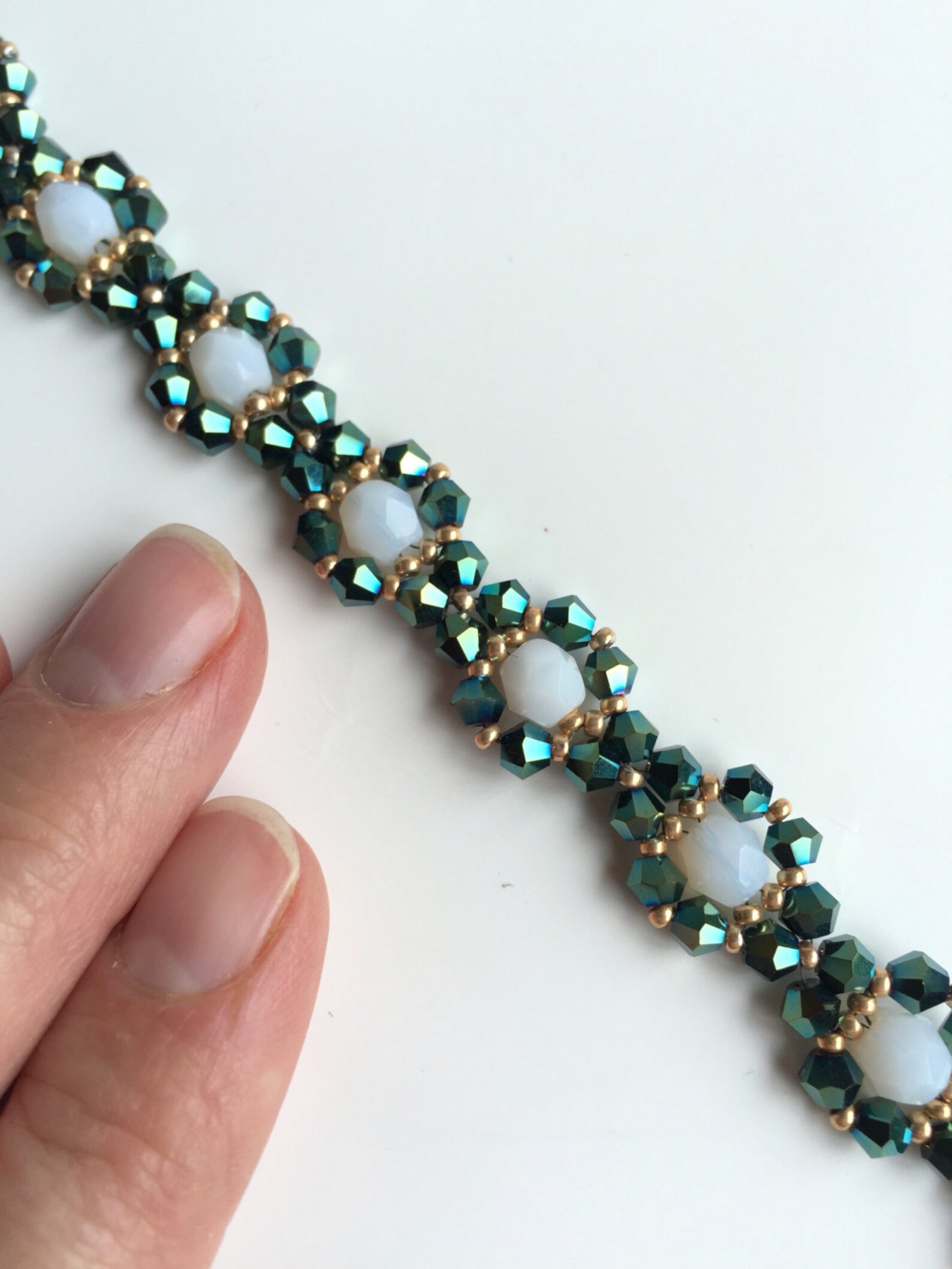 Dark sparkling green crystal bracelet gift for her Etsy