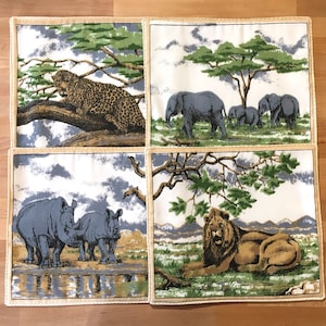 4 Mixed cotton placemats with animals prints from Africa - table deco - gift - for home - dining - housewarming - unusual