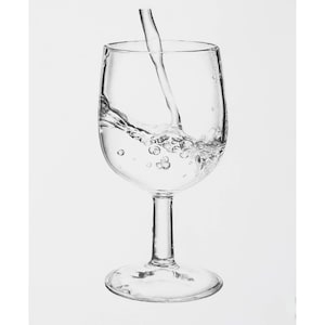 Wine Glass -  Glicée print of graphite pencil drawing