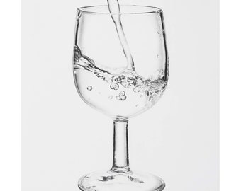 Wine Glass -  Glicée print of graphite pencil drawing