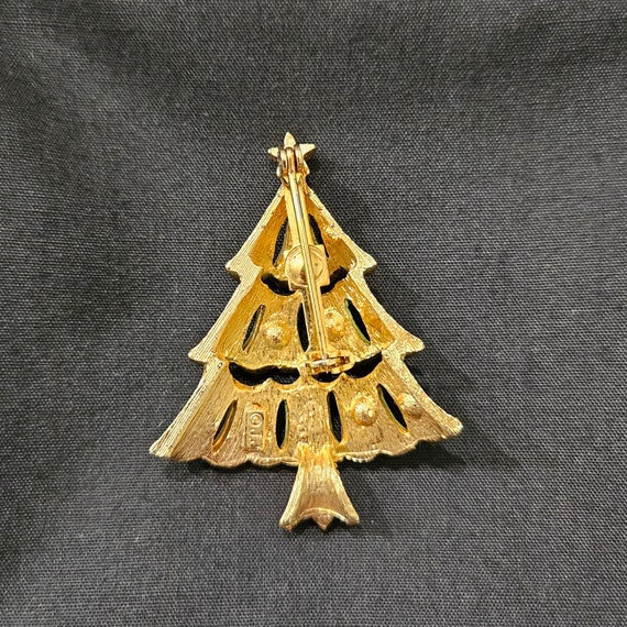 JJ Jonette Signed Christmas Tree Brooch with Colo… - image 3