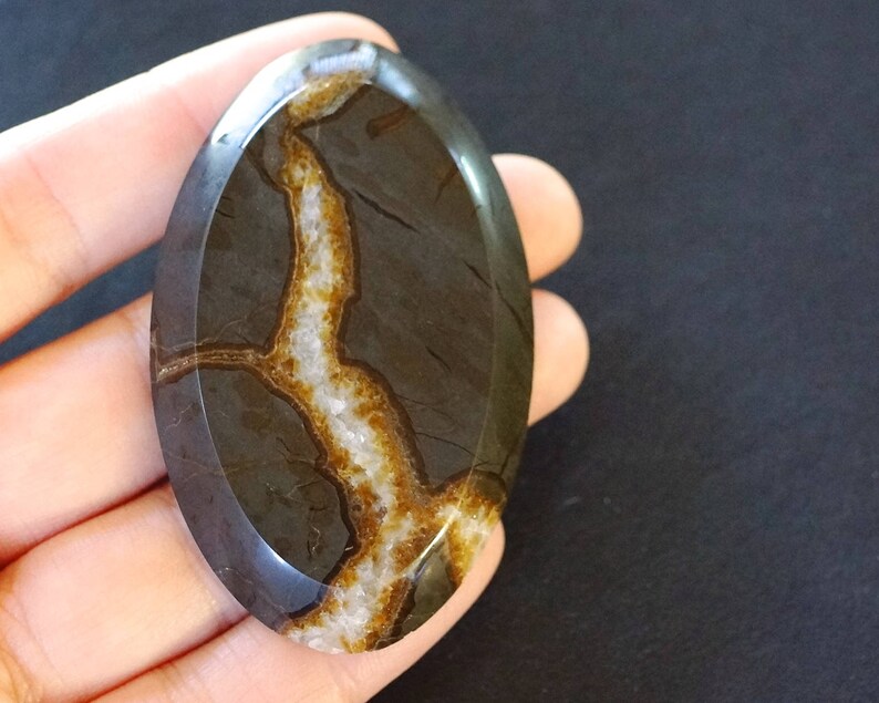 Natural Septarian Geode cabochon Septarian nodule slice polished 65x40x7mm Huge Sea Fossil Septaria oval cabochon