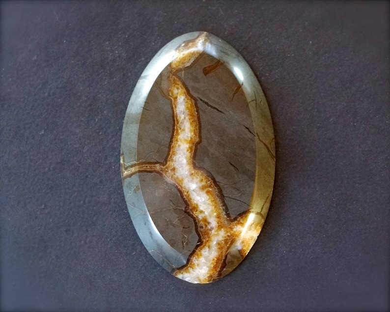 Natural Septarian Geode cabochon Septarian nodule slice polished 65x40x7mm Huge Sea Fossil Septaria oval cabochon