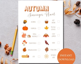 Caça ao tesouro de outono, atividade infantil para impressão, download instantâneo, atividade infantil de outono, caça ao tesouro de outono para impressão, outono para impressão,