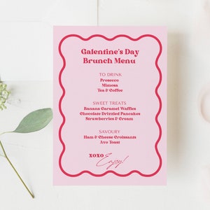 Galentine's Day Brunch Menu Template, Girl's Night Printable Party Menu ...