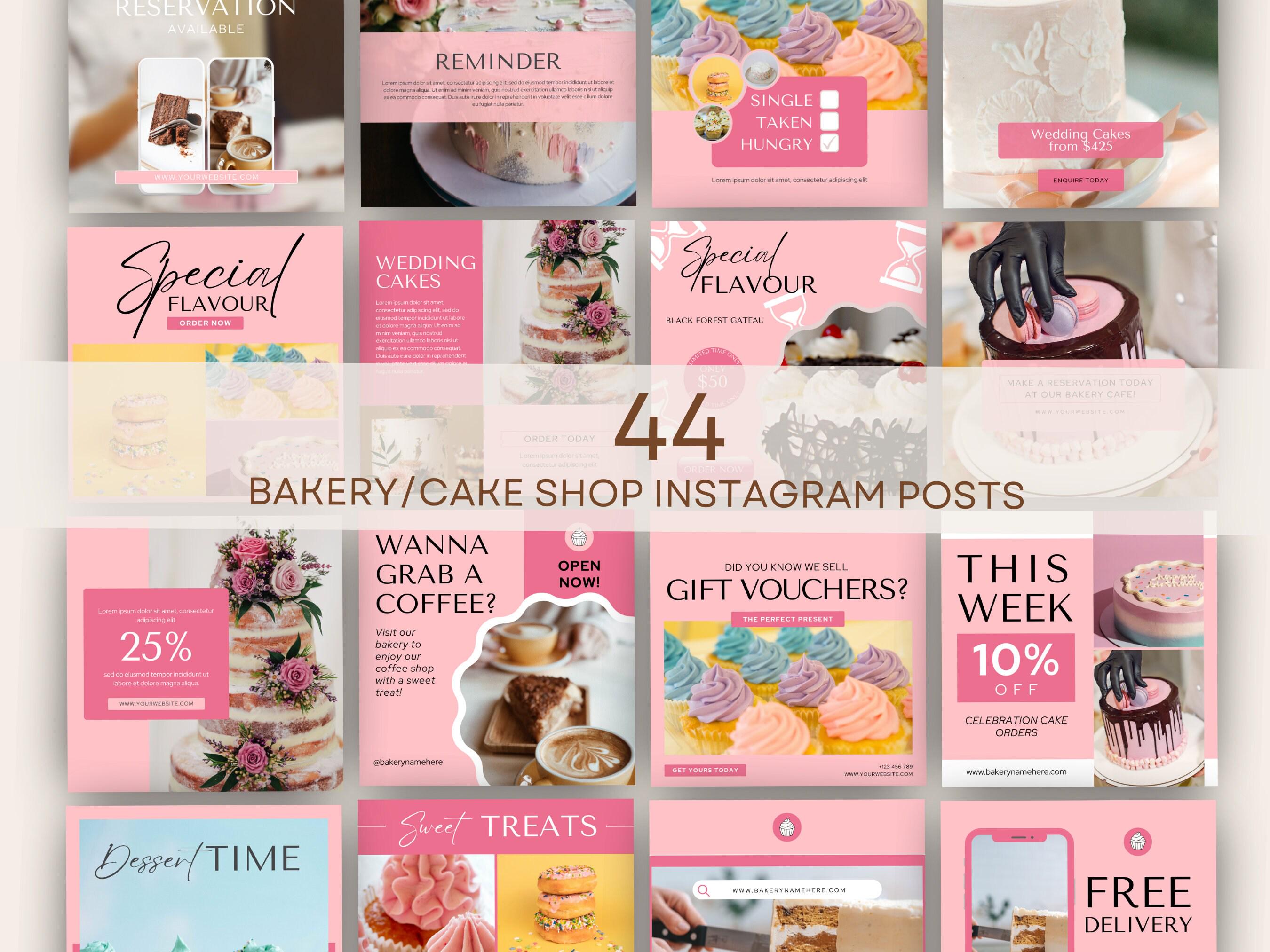 Bakery Instagram Post Templates, Social Media Posts Cake Shop Marketing ...