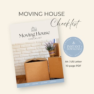 Moving House Checklist, Printable Home Move Planner, New Home To Do List, New Home Cleaning Checklist, Instant Download,