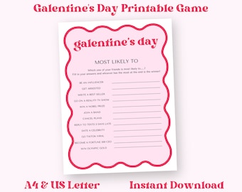 Galentine's Day Printable Game, Most Likely To, Valentine's Day Activities, Adult Party Games, Girl's Night In, Ladies Night, NB12